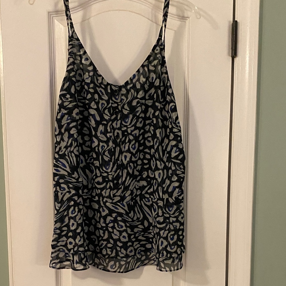 CAbi Black and Blue Patterned Camisole